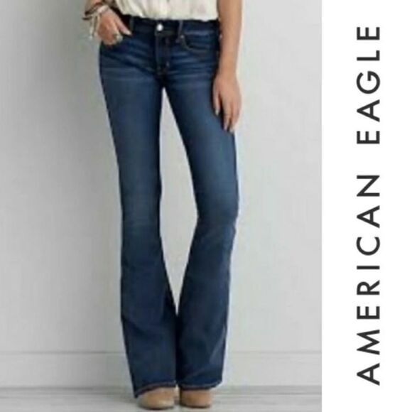 EUC WOMEN’S VINTAGE AMERICAN EAGLE BOHO REAL FLARE LIGHT WASH JEANS SIZE 8 - Picture 1 of 6